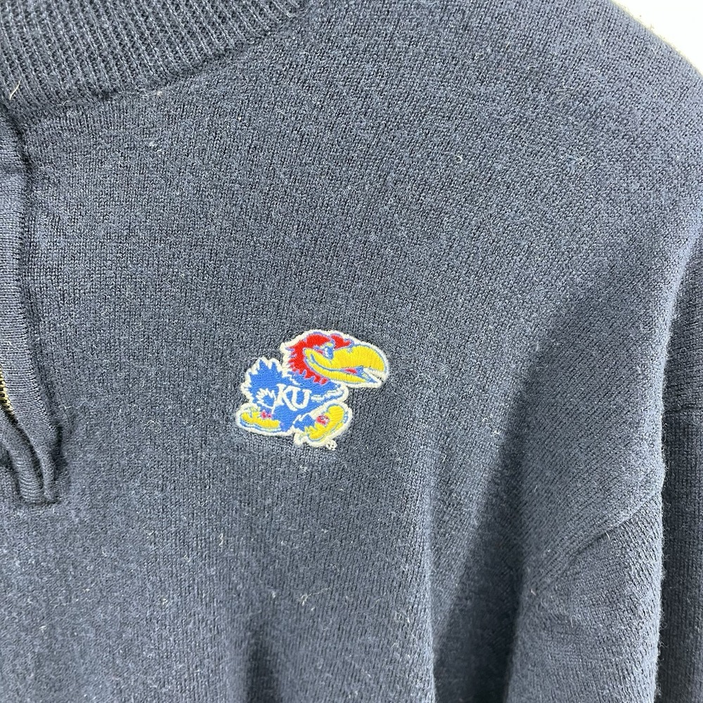 PETER MILLAR PERTH QUARTER-ZIP PULLOVER KANSAS UNIVERSITY JAYHAWKS Boys Xxl Wool - Picture 3 of 6